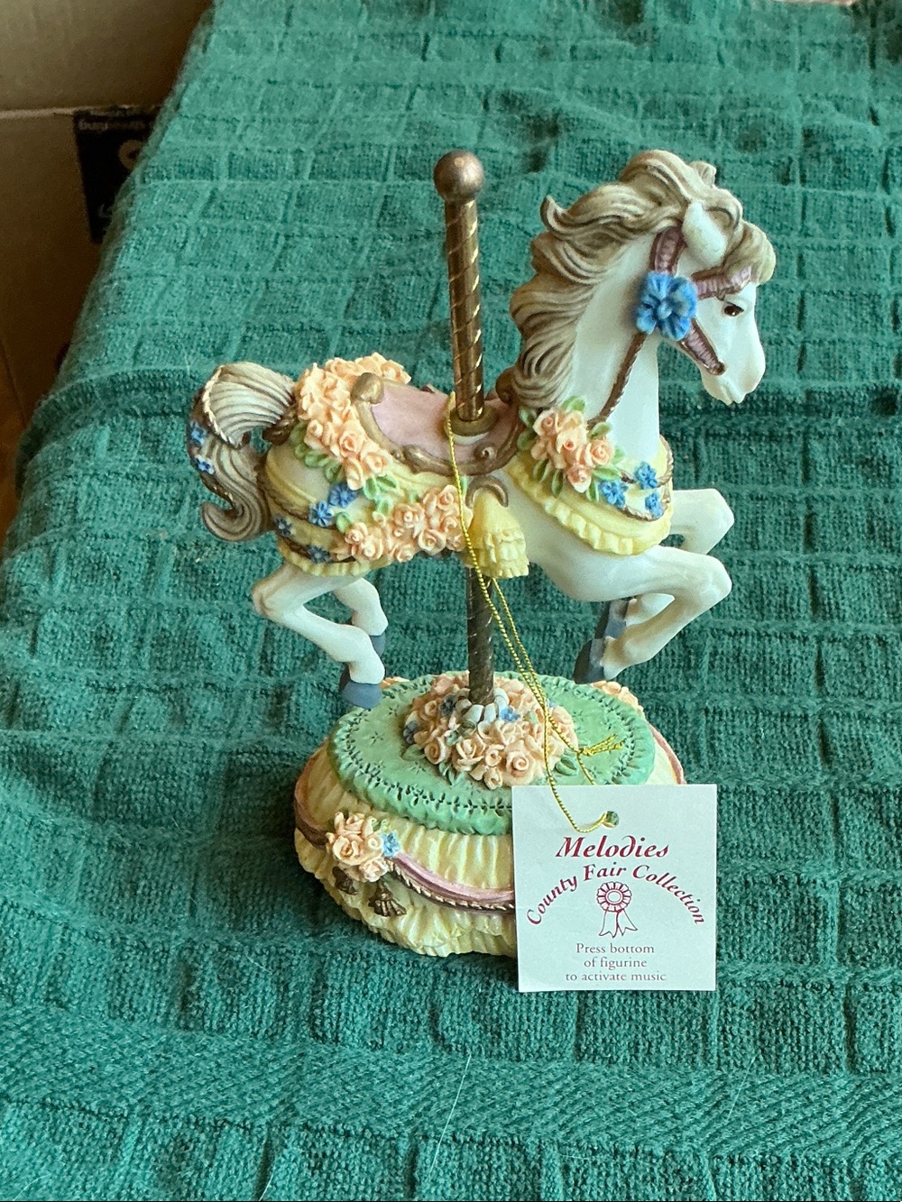 Melodies Carousel Horse Figurine - Pastel Floral Decor